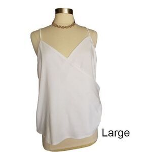 Women's Sleeveless Cami Wrap Front Top Summer Dressy Blouse White Large NWOT